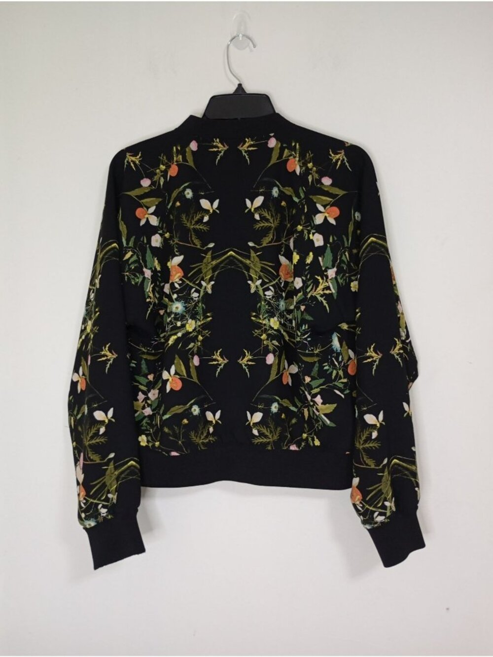 Rachel Roy Black Bomber Jacket With Floral Print Zip Closure Medium Womens - Picture 10 of 10